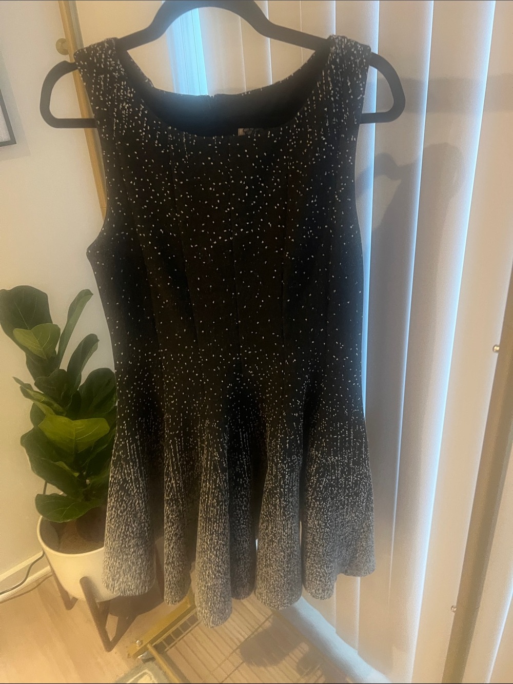 Eliza J Black with White Speckles Fit-and-Flare Dress